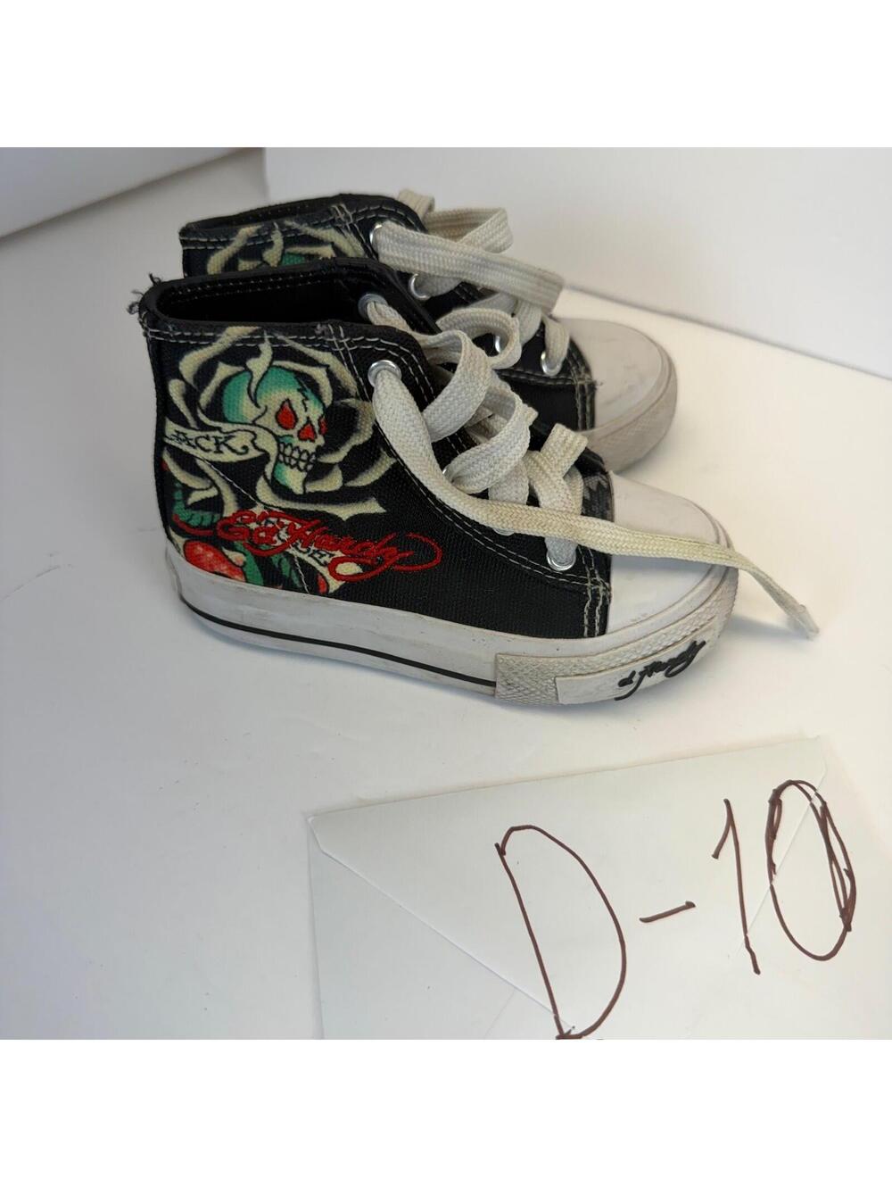 Ed Hardy Kids High Top‎ Skull Rose Sneakers Size 7 (USA) Lace Up Graphic Print